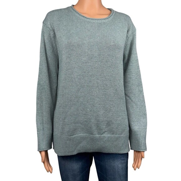 Ella Moss Womens Everyday Trendy Sweater Medium Green Pullover Long Sleeves New - Picture 1 of 10